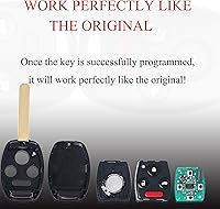 Vista 5 de MechanMagic Llavero de repuesto para Honda Civic EX Si Hybrid 2006 2007 2008 2009 2010 2011 2012 2013 Acura Mdx 2007-2013 N5F-S0084A Control remoto