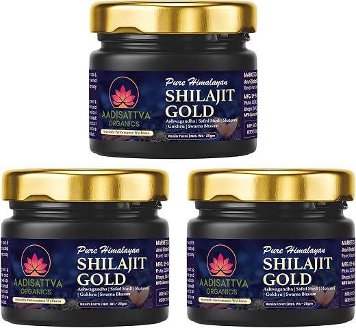 Pure Himalayan Shilajit Resin Gold – 30g 300 mg Serving Natural Energy &amp; Wellness Supplement-Pack of 3