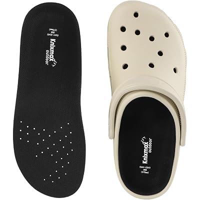 Knixmax Insoles for Crocs 1 Pair, Comfort Replacement Clogs Inserts for Men Women, Thin Arch Support Shoe Liners, Breathable Wide Innersoles for Garden Clogs Mules Sneakers, Black EU 39-40