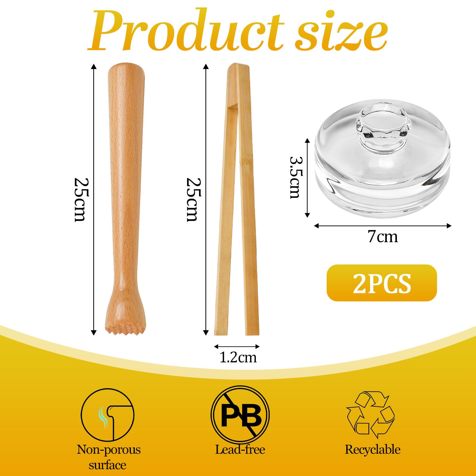 4 Pezzi Set di Accessori per Fermentazione con 2 Pesi in Vetro per Fermentazione 7 cm, Bastone da Schiacciamento di Fermentato e Pinza Fermentazione per la Fermentazione dei Crauti Kimchi