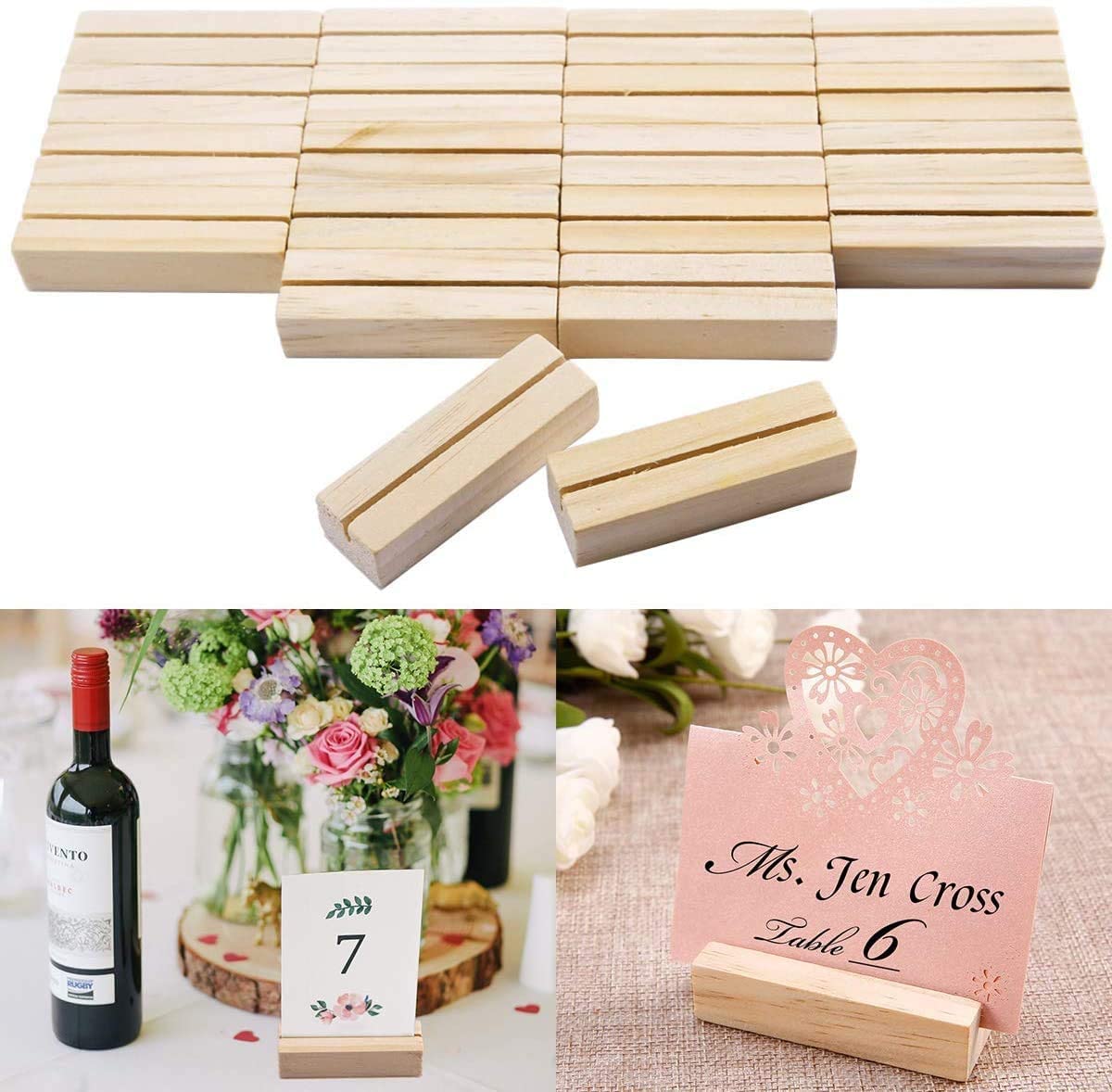 ECENCE 20x Porte-cartes En Bois, Numéros De Table Pour Mariage