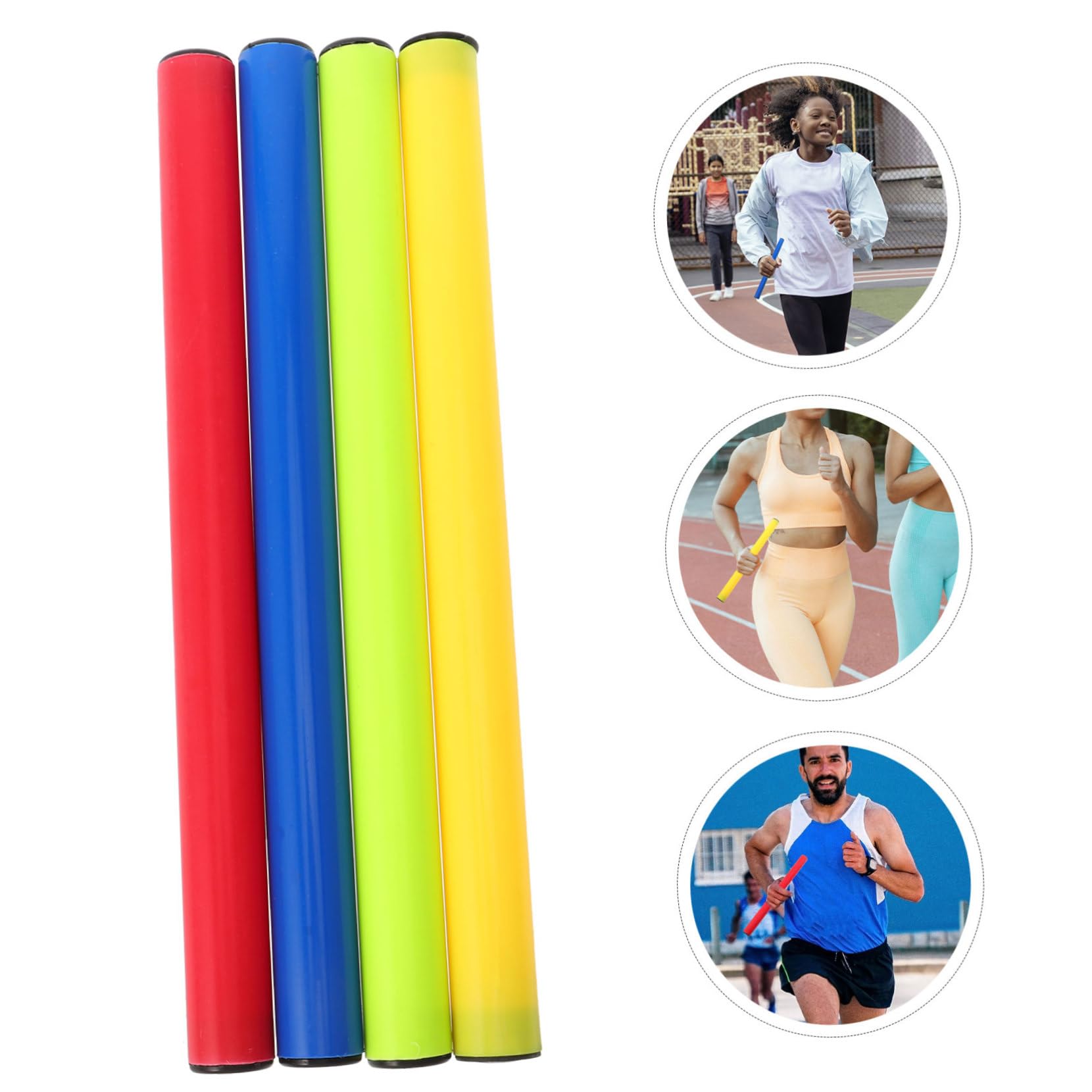 WOONEKY Bastoni per Staffetta di Atletica Leggera 4 Pezzi in Plastica 2,8 Cm Testimone Staffetta Colorato per Gare e Competizioni per Ragazzo Ragazza e Adulti Colore Casuale