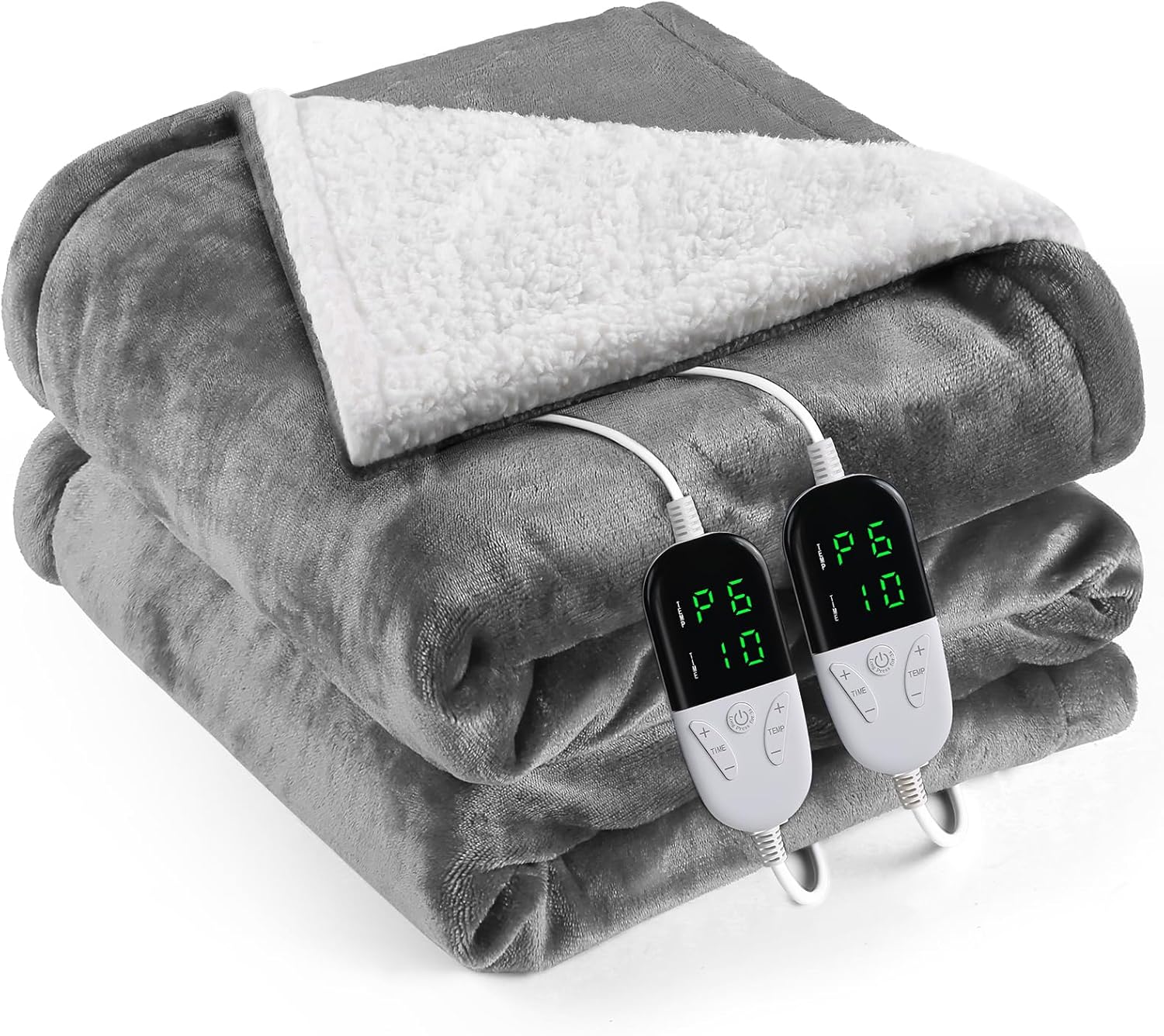 Heated Blanket Electric Queen Size 84"X90",Electric Blanket with 6 Heat Settings & 1-10 Hours Time Settings Auto-Off,Machine Washable Heating Blanket for Home and Office (Gray) Gray Queen 84''*90''