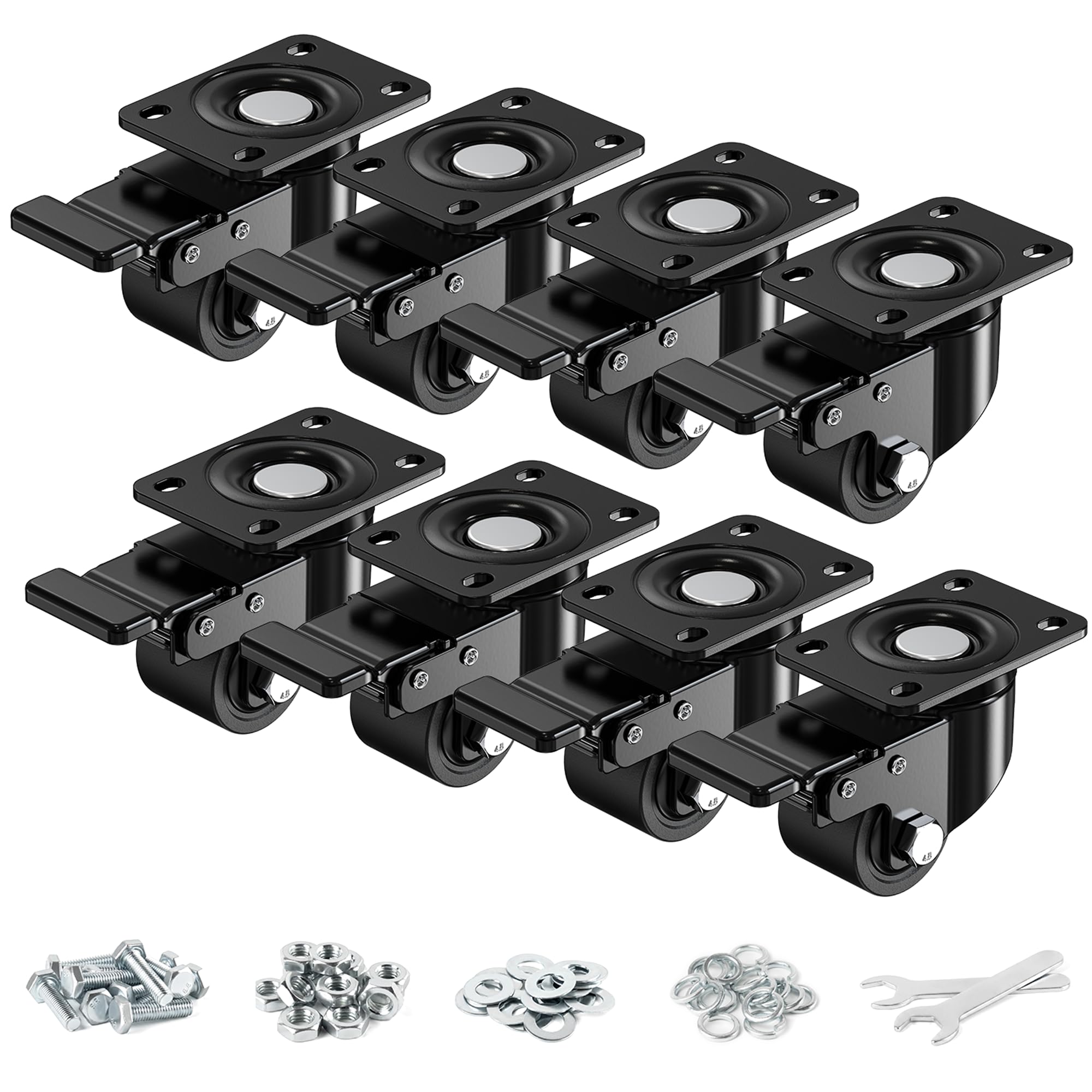Sohnvwtgd 5 2 Inch Heavy Duty Caster Wheels Set Of 8 Industrial Casters Low Centre Of Gravity Wheels Suitable For Industrial Equipment Or Large Workbench