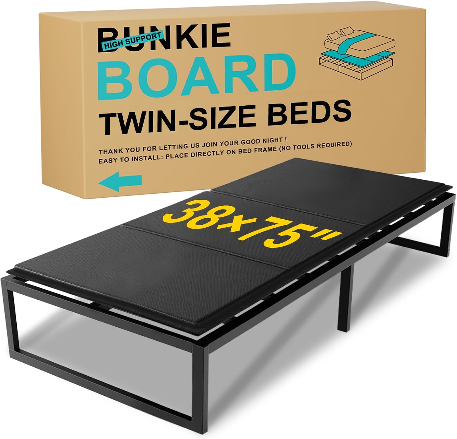 Twin Bunkie Board 10mm (38x75 inches) - Anti-Sag Mattress Support Board, Noise-Minimizing, Breathable & Moisture Resistant - Universal Fit for Metal Bed Frame,Platform Beds & Pull-Out Sleeper Sofa