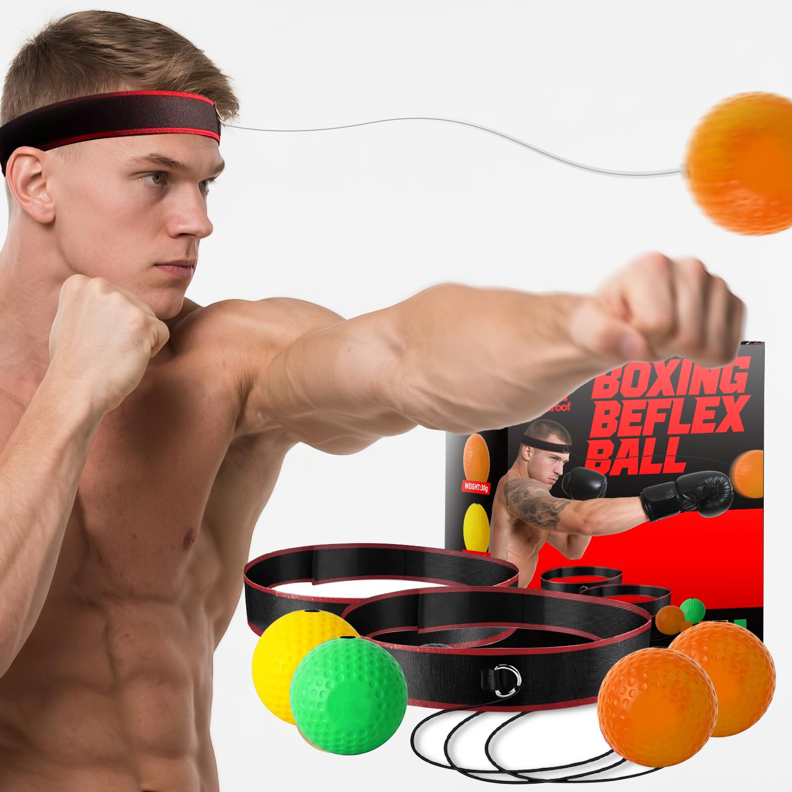 Boxing Reflex Ball Headband Set - 4-Pack Reflex Balls with 2 Adjustable Headbands for Boxing & MMA, Perfect for Improving Reaction Speed, Timing, Accuracy, Focus and Hand-Eye Coordination-image-27