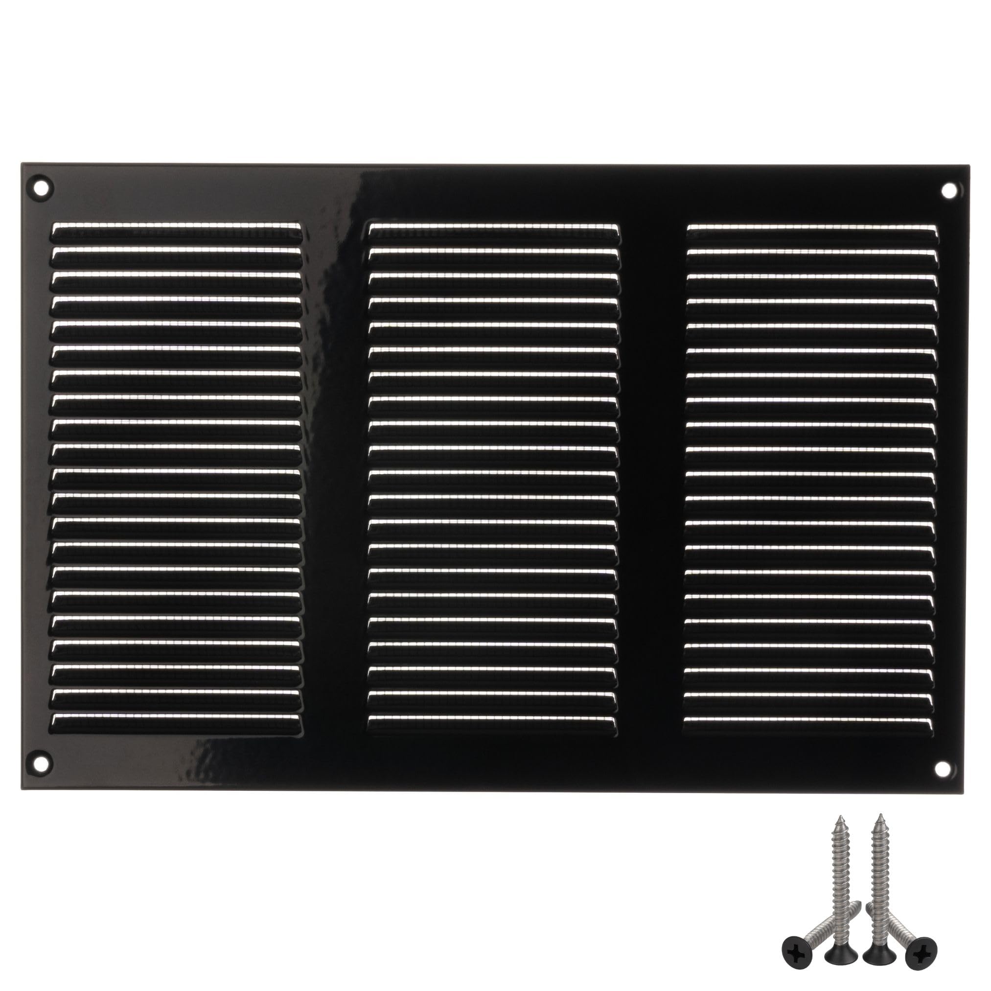 LIRAST 300x200mm Vent Cover Black - 12x8 inch Wall Vent Cover with Insect Mesh - Ceiling Soffit Vents - External Vent Cover - Metal Ventilation Grilles - Air Vent Covers for Walls