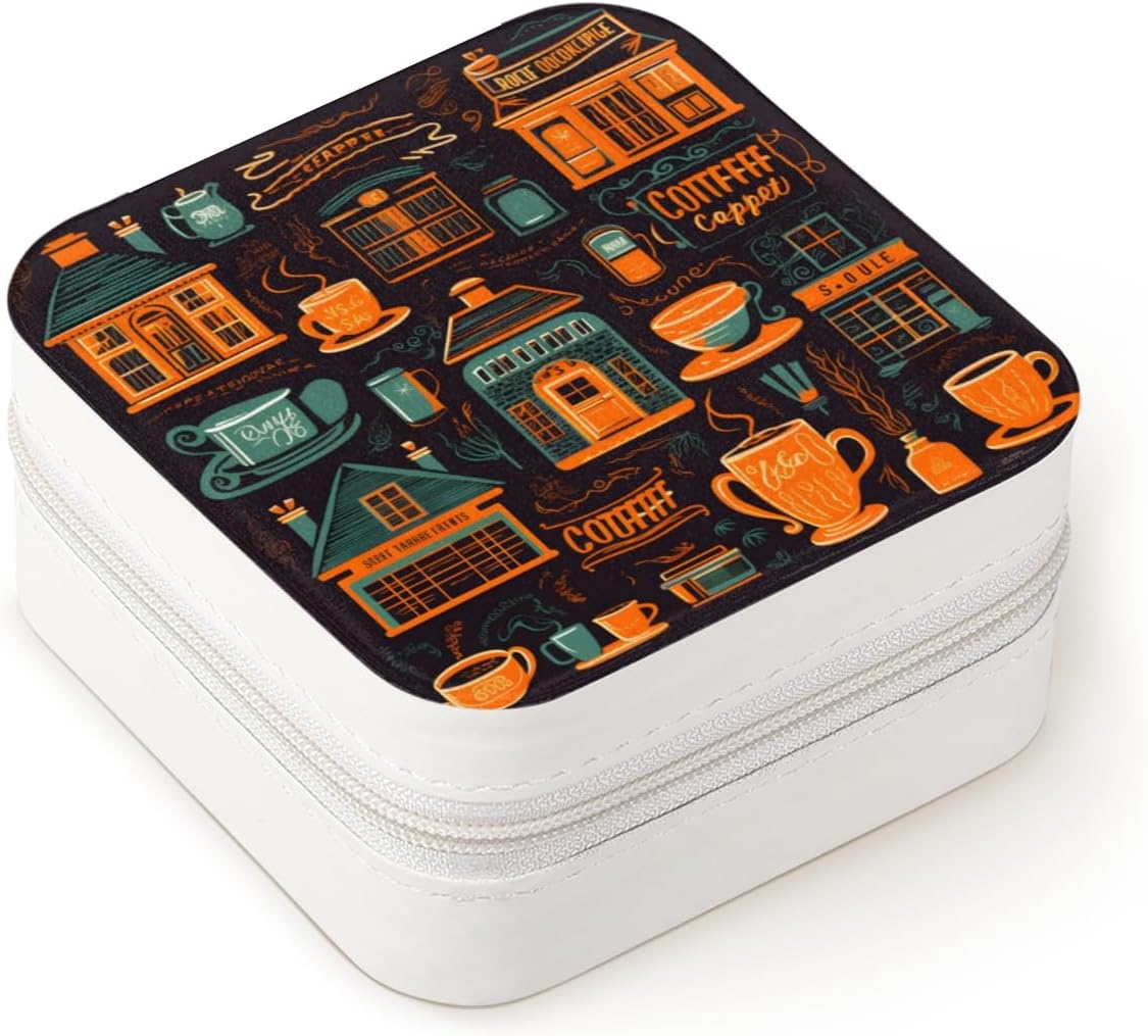 QsirBC Funny Food Travel Jewelry Case Small Jewelry Organizer Box PU Leather Portable Storage Display Boxes Gift for Earrings Ring Necklace