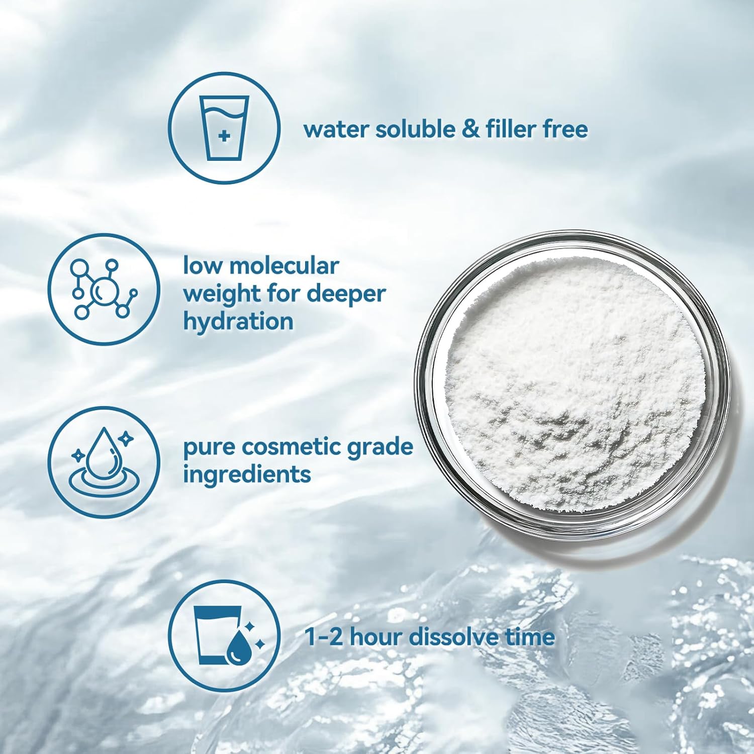 Pure Hyaluronic Acid Powder for Skin & Face, Organic Hyaluronic Acid, Low & High Molecular Weight, Sodium Hyaluronate, Food Grade, Hydration & Anti-Aging Supplement, Hyaluronic Acid Serum Powder - Image 2