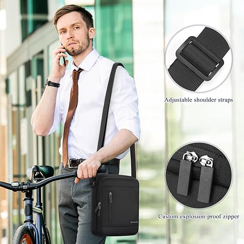 Miniatura 8 de BAIGIO Bolsa de mensajero para hombre, bolsa de hombro, bolsa de viaje, bolso para hombre, bolso casual para trabajo y negocios