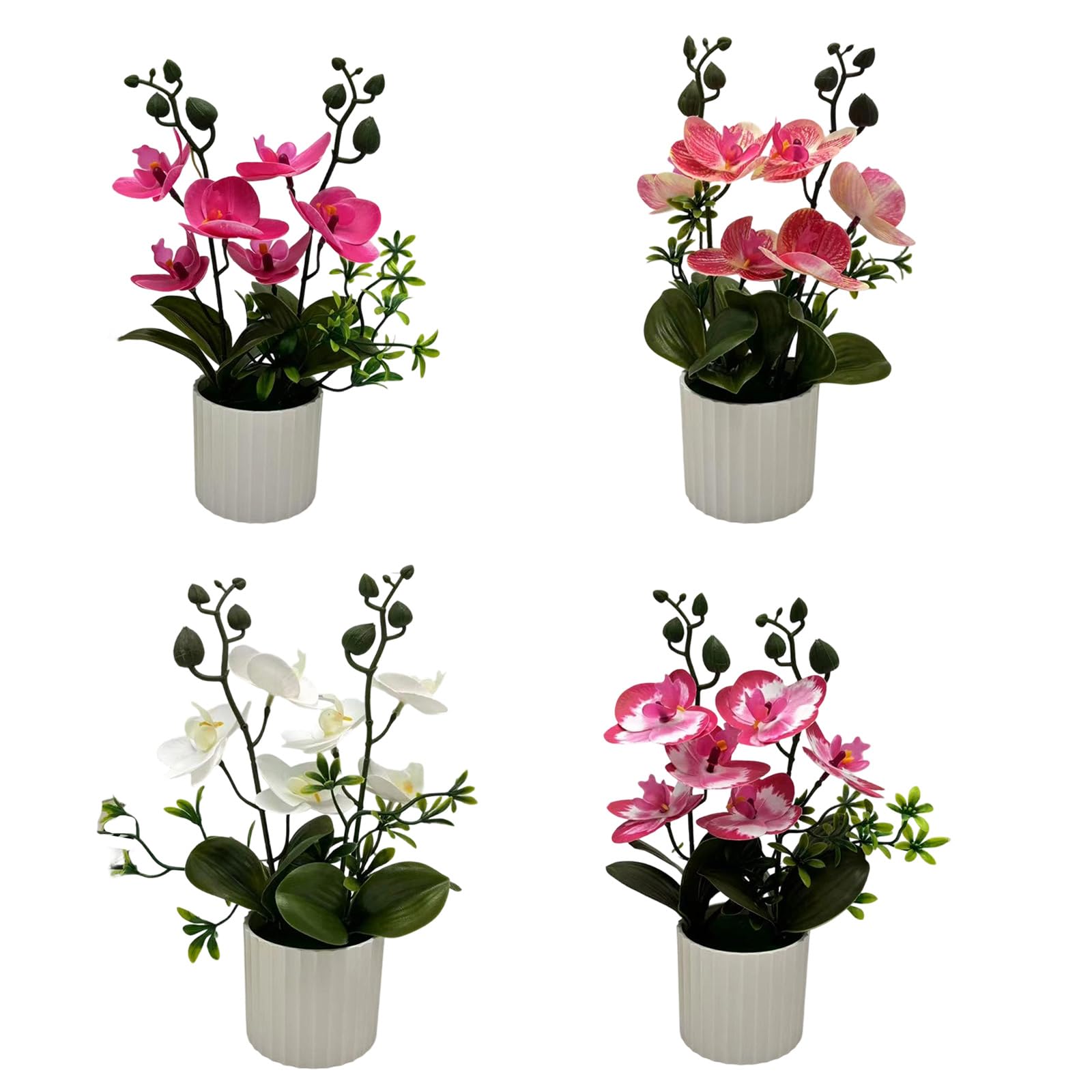 Shntig 4PCS Realistic Butterfly Orchids Floral Arrangement Worktop Blossomy Decors for Living Room and Dining Table Realistic Orchids Plant