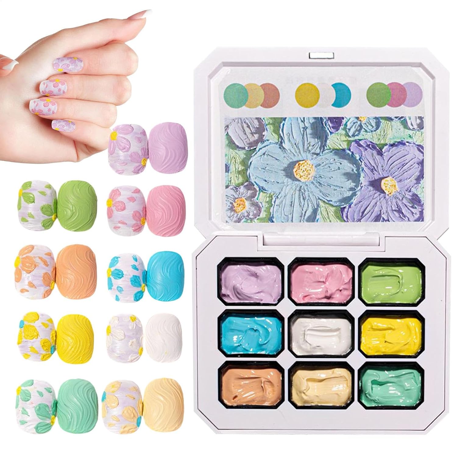 Gel Art Nail Polish, 9 Colors Painting Gel Palette Set for Manicure Decoration, Unique Nails Arts Design with Sculpting and Molding Function, Salon Quality Gels for Women, Girls, Drawing