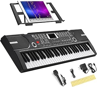 Piano de teclado de 61 teclas, teclado electrónico portátil para principiantes con altavoces, micrófono, soporte de partituras, 100 voces, 100 ritmos, teclado de música digital para adolescentes, 1