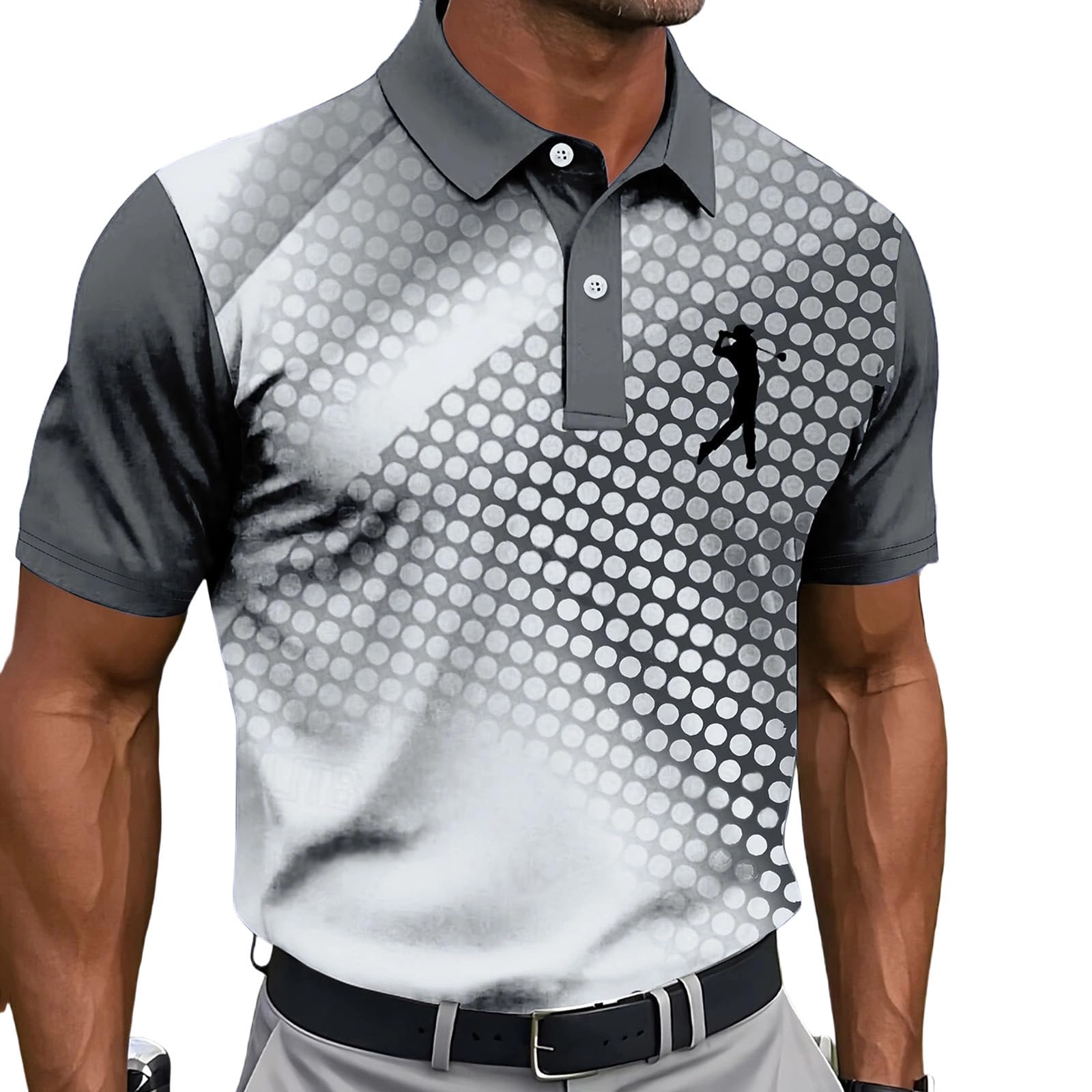 Men's Golf Polo Shirt T-Shirt Gradient Plaid Party Casual Short Sleeve Shirts Quick Dry Moisture Wicking Athletic Shirt — view 8