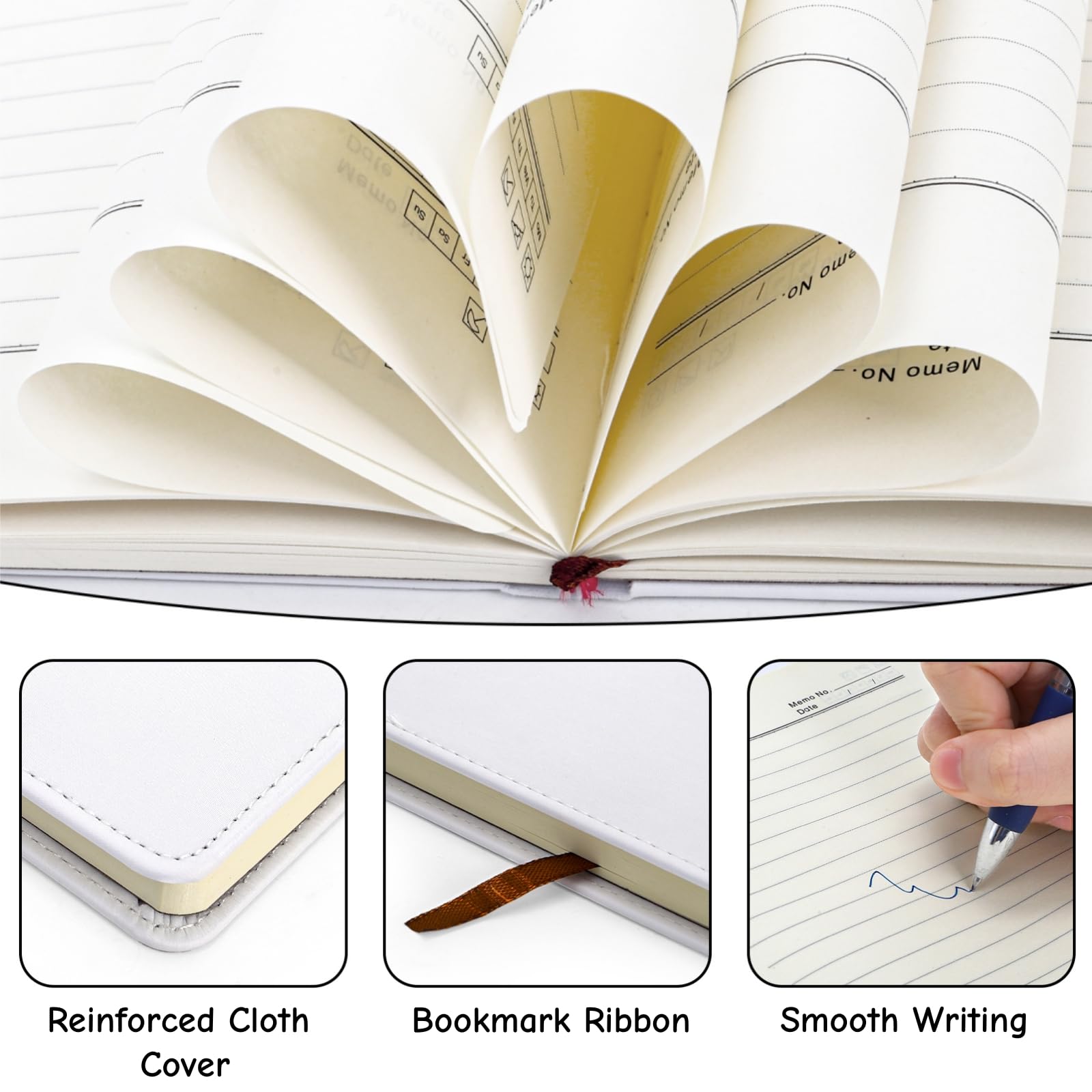 Paquete de 4 cuadernos de sublimación en blanco, tamaño A5, 200 páginas, con rayas gruesas, cuaderno personalizable de tela de tapa dura para suministros de viaje de oficina, 8.3 pulgadas de