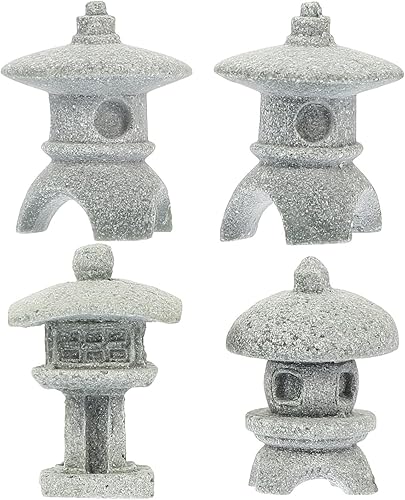 Yardwe Linterna de estatua de pagoda japonesa en miniatura de piedra arenisca para jardín zen, micro paisaje, decoración interior y exterior, 1.25 x