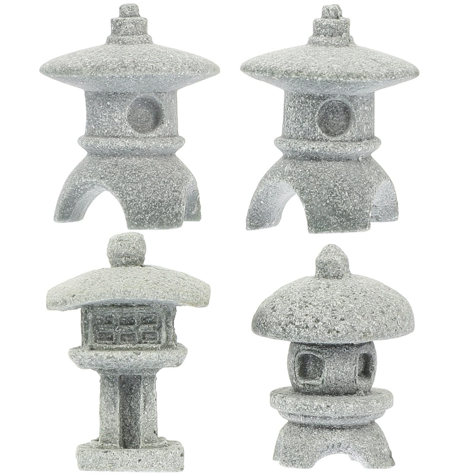 Mini statue de pagode Yardwe lot de 4 pour jardin zen et decoration de lanterne de meditation