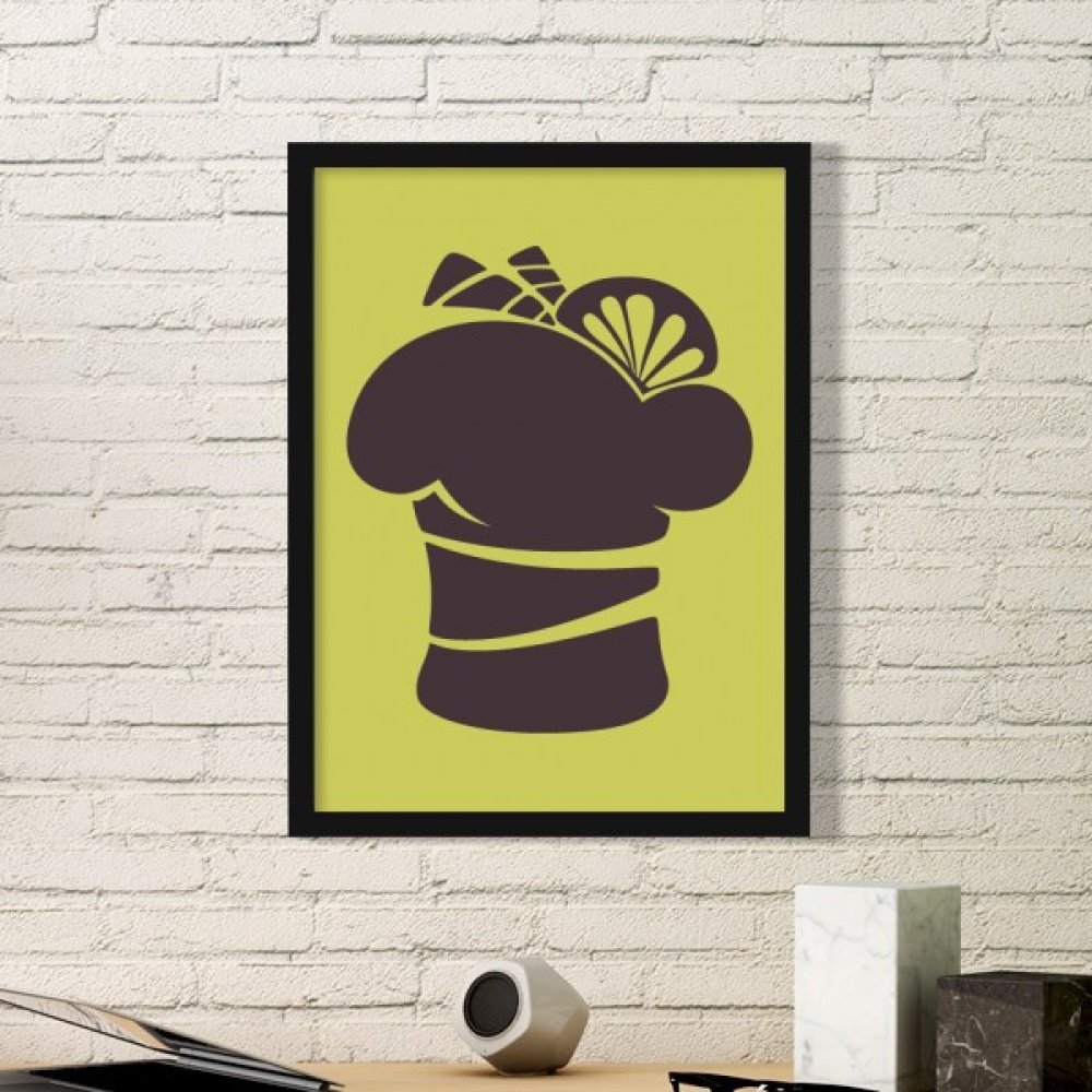 Peinture Silhouette Art Citron Ice Cream décoration murale cadre bois noir