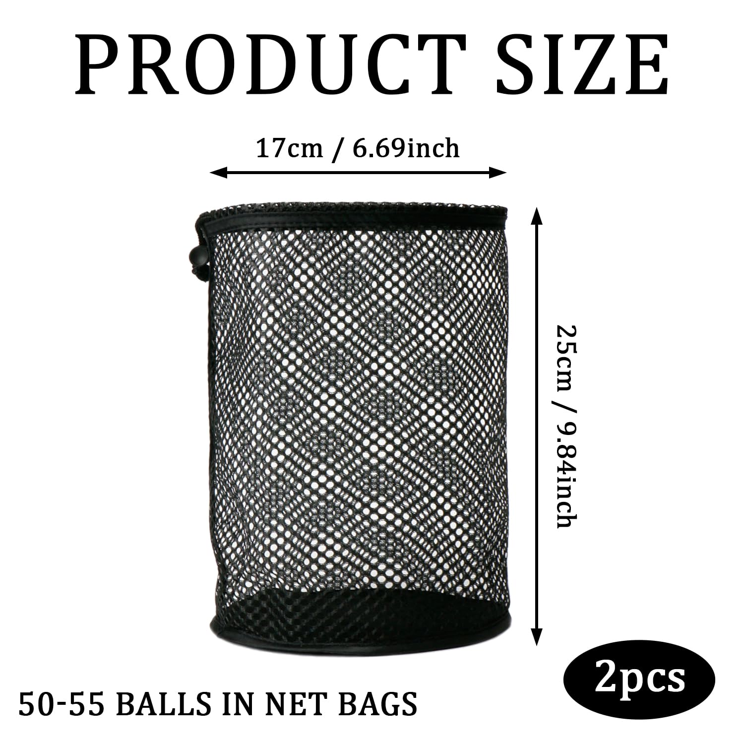 Borsa Porta Palline da Golf 2 Pezzi, Sacca per Palline con Chiusura a Coulisse, Nero, Accessorio da Golf