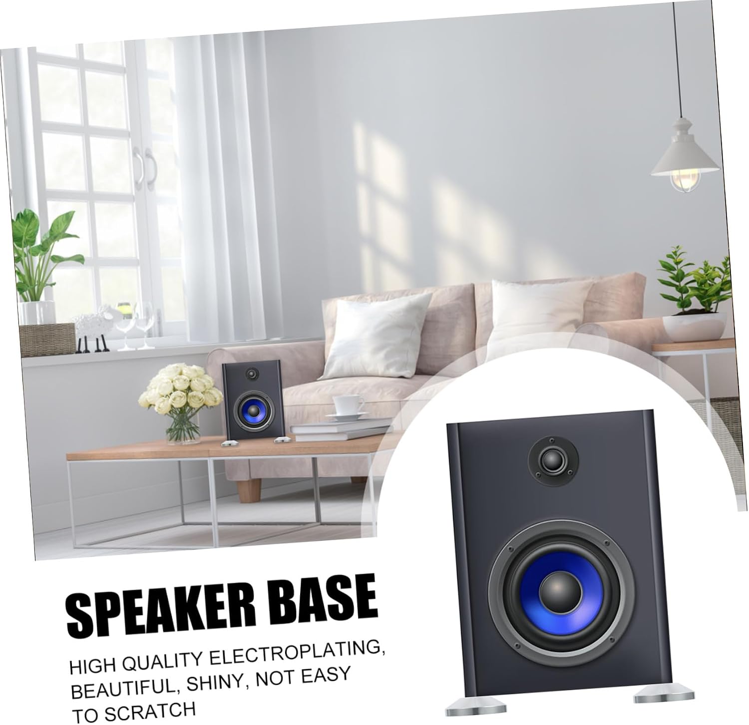 Heavy-Duty Chrome-Plated Speaker Spike Pad Base Universal Isolation Feet for Speakers Silver 4 Pack for Home Theater and Audio Enthusiasts