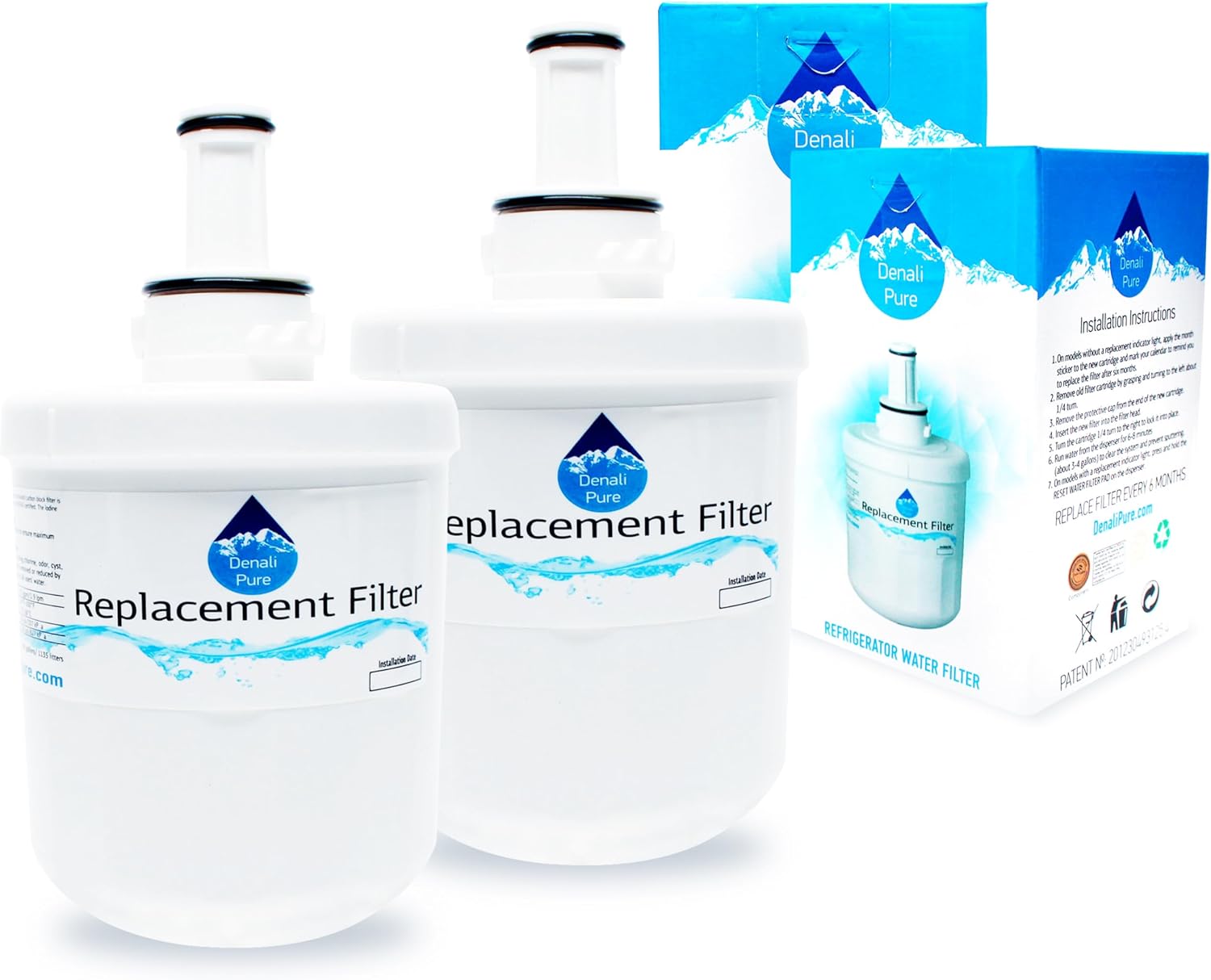 2-Pack Replacement for Samsung RS2530BWP Refrigerator Water Filter - Compatible with Samsung DA29-00003G, Samsung DA29-00003B, Samsung DA29-00003A Fridge Water Filter Cartridge