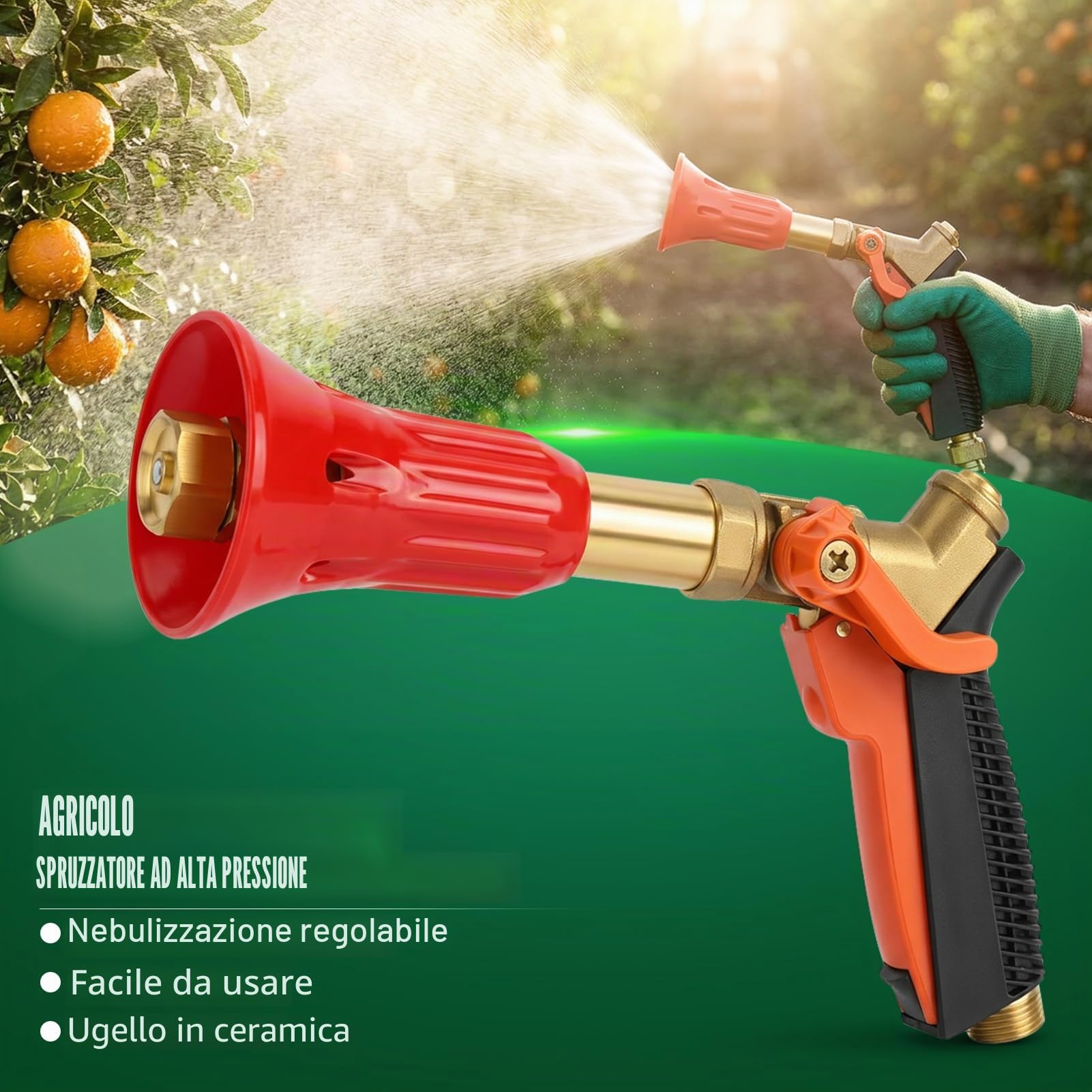 Spruzzatore per tubo da giardino, accessori da giardino, spruzzatore per tubo flessibile ad alta pressione agricolo Strumento per irrigazione a spruzzo per alberi con testa di spruzzo da giard