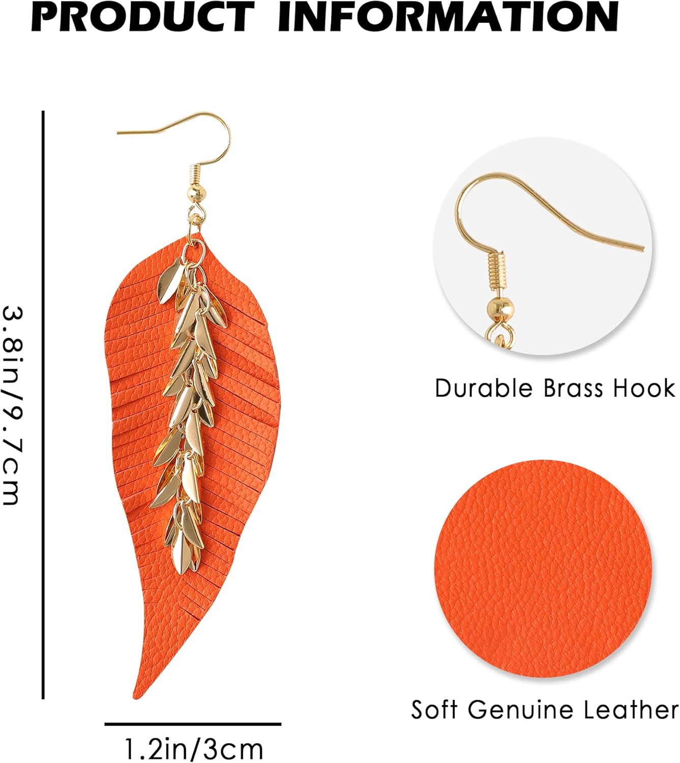 KINIVA Leather Dangle Earrings for Women Trendy, Lightweight Leaf Circle Lightning Earrings Drop, Jewelry Gifts for Women - Image 6