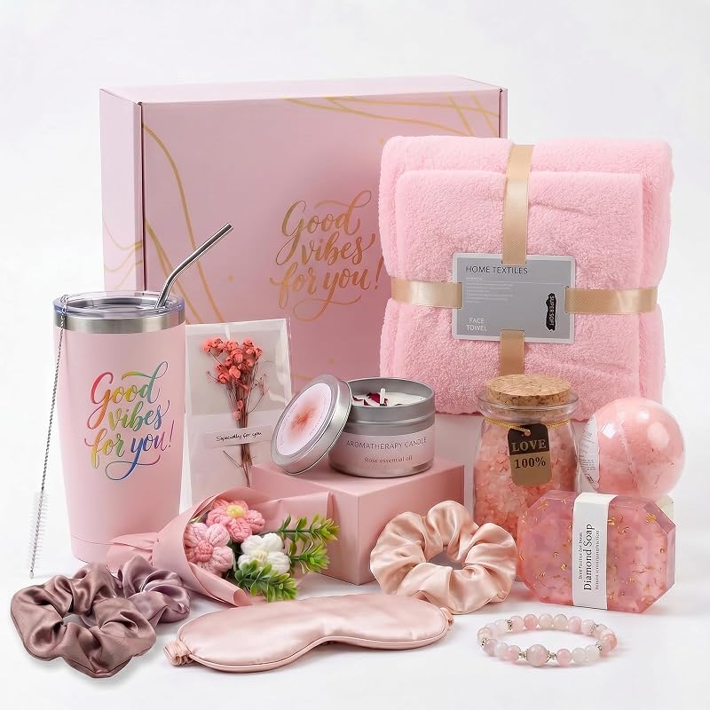 Ourelf Conjunto para Cuidados Pessoais com 12 Peças e Caixa de Presente Rosa