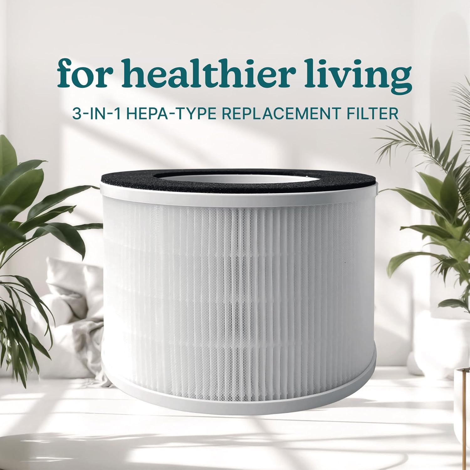 Homedics 3-in-1 HEPA-Type Replacement Filter standing in a modern room environment.