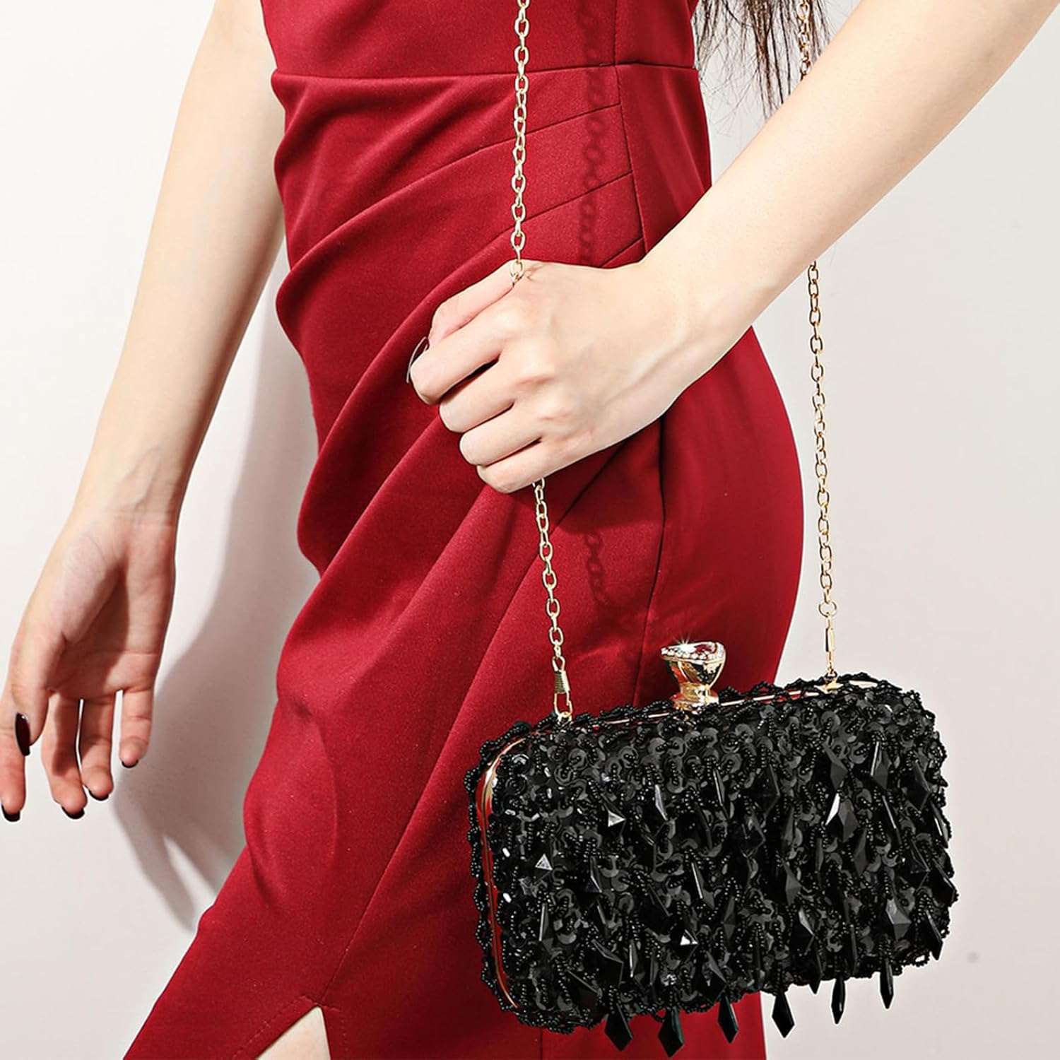 RomanticDesign Women Bling Evening Bag Fashion Embroidered Beaded Sequin Clutch Cocktail Wedding Party Purse - Image 3