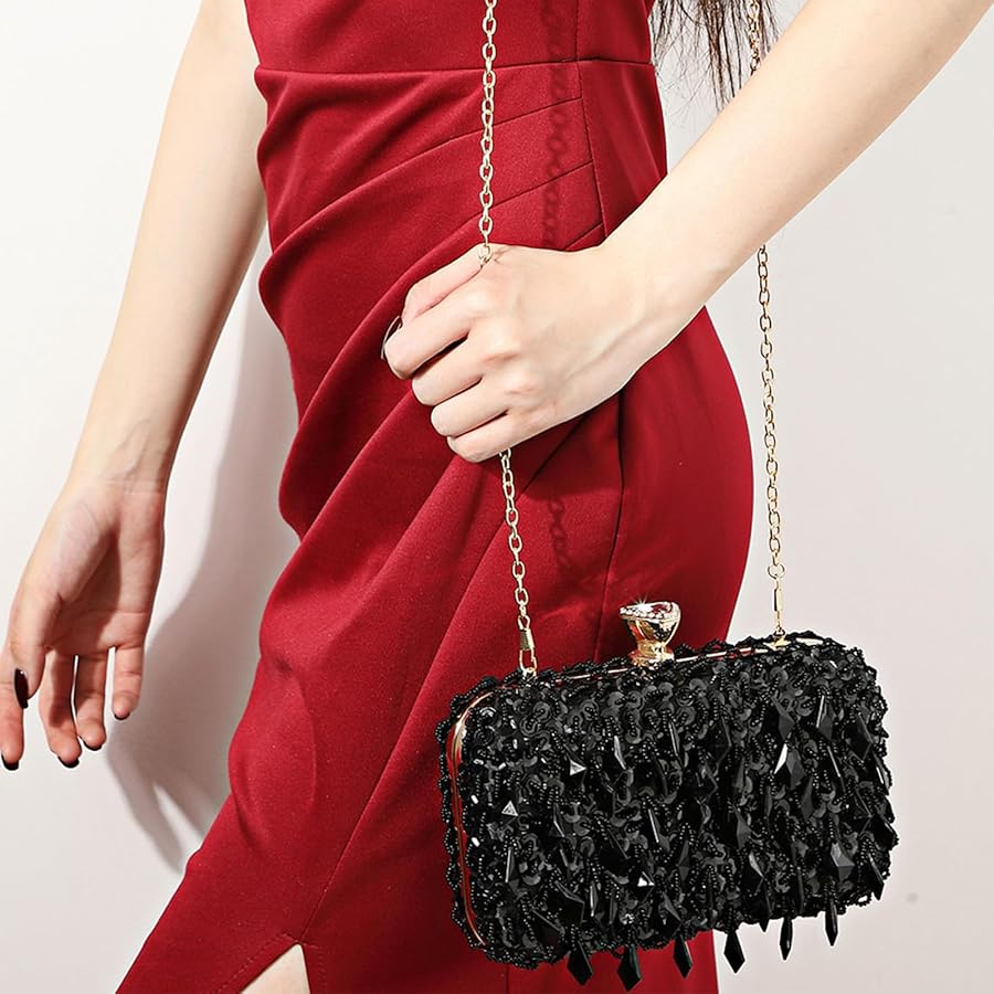 RomanticDesign Women Bling Evening Bag Fashion Embroidered Beaded Sequin  Clutch Cocktail Wedding Party Purse, Black: Handbags: Amazon.com