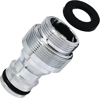 1pcs Brass Faucet Tap Quick Connector Adapter Kit,20mm Male Thread x 1mm Pitch Connector,Universal Faucet Adapter for Washing Machine And Pressure Washer(Silver)
