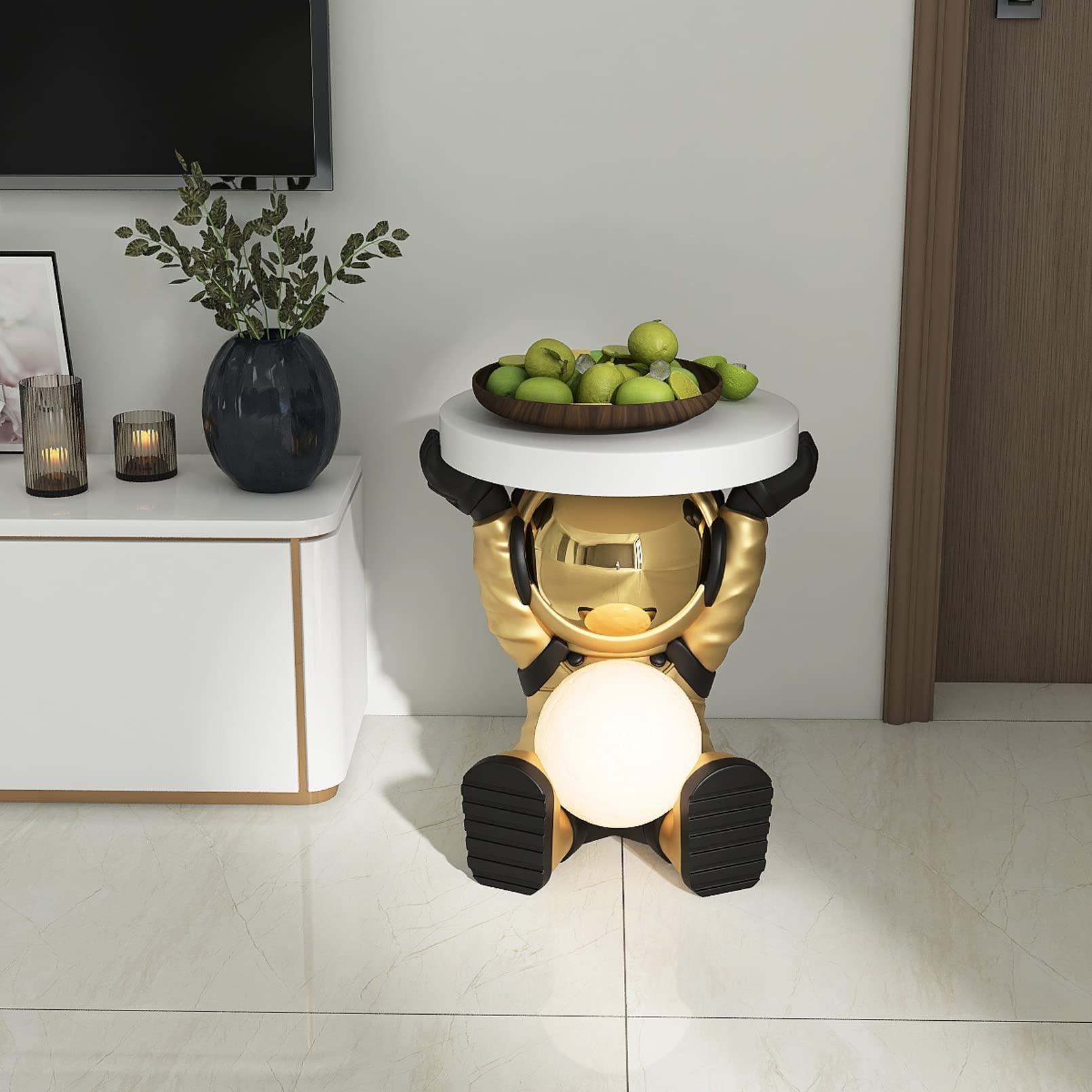 Amazon｜AETVRNI 宇宙飛行士サイドテーブル ラウンドトップ付き 19.7