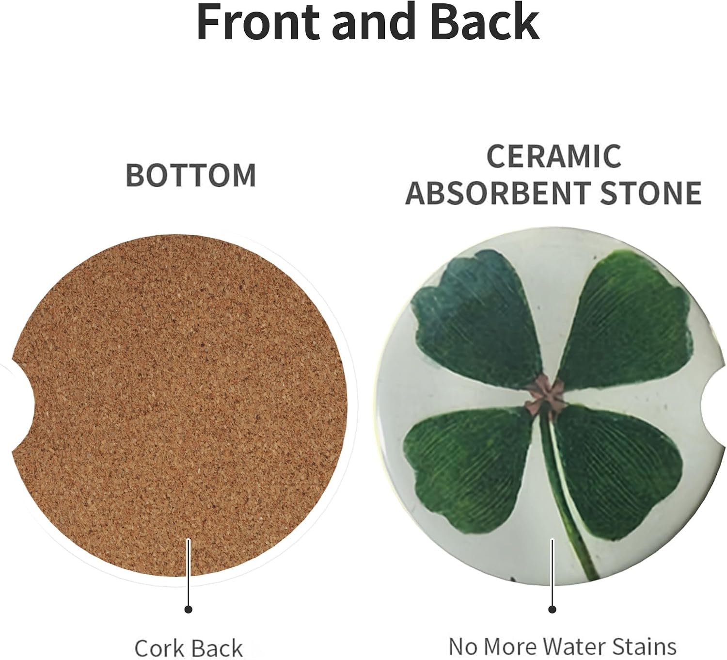 Car Coasters for Cup Holder 2 Pack - Four Leaf Clover image 2