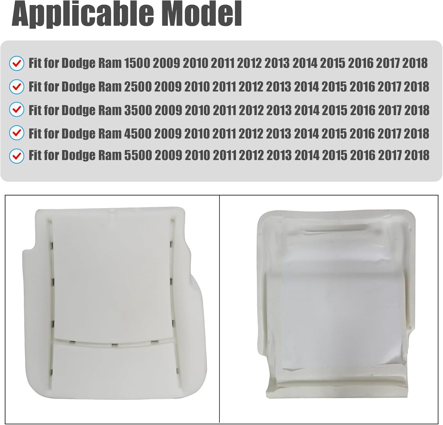 Driver Seat Foam Cushion Insert Pad Compatible with Dodge Ram 1500 2500 3500 4500 5500 2009 2010 2011 2012 2013 2014 2015 2016 2017 2018