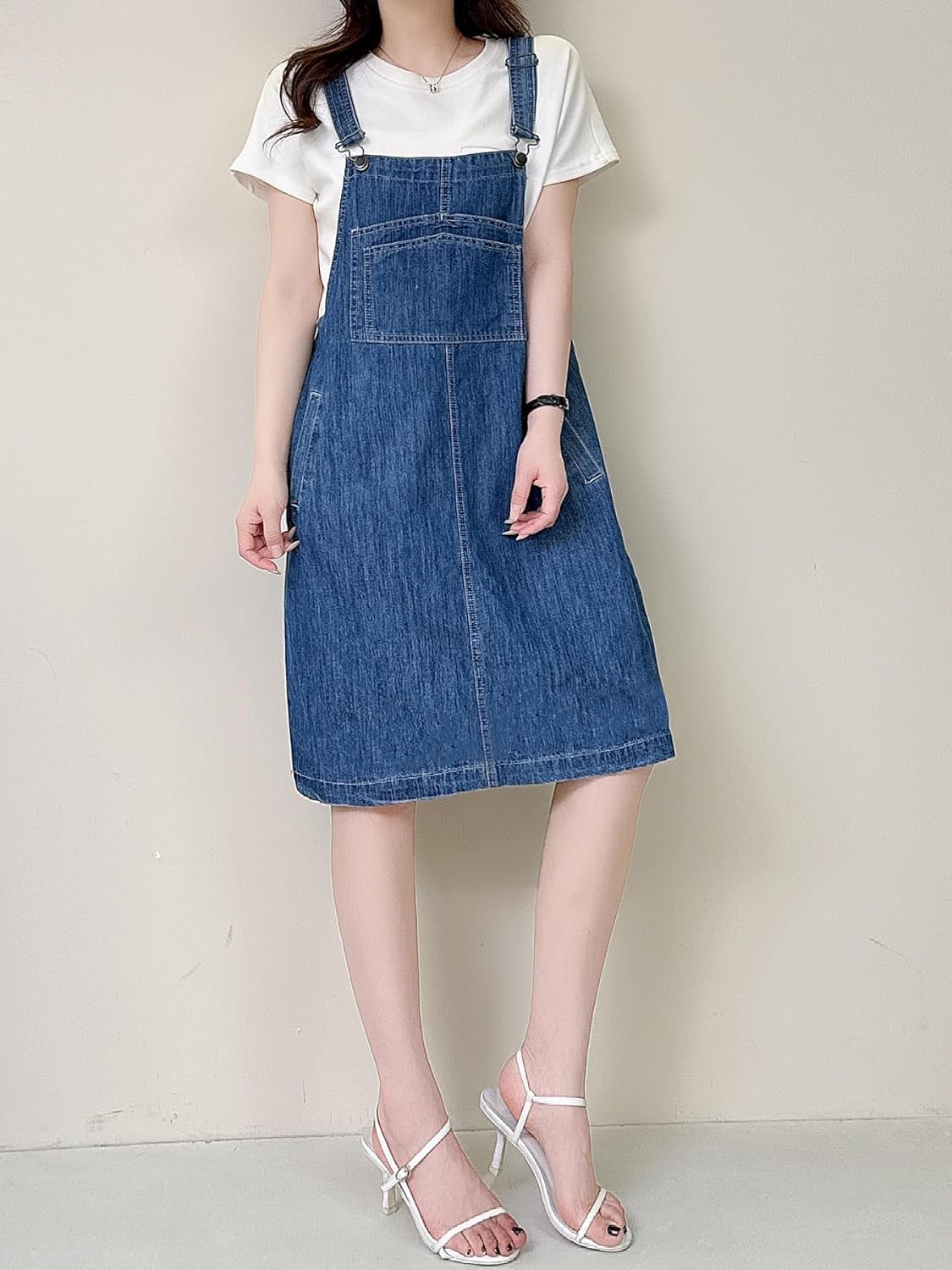 Womens Denim Overalls Dress Casual Summer Lightweight Romper Adjustable Strap Short Jeans with Pockets - Image 5
