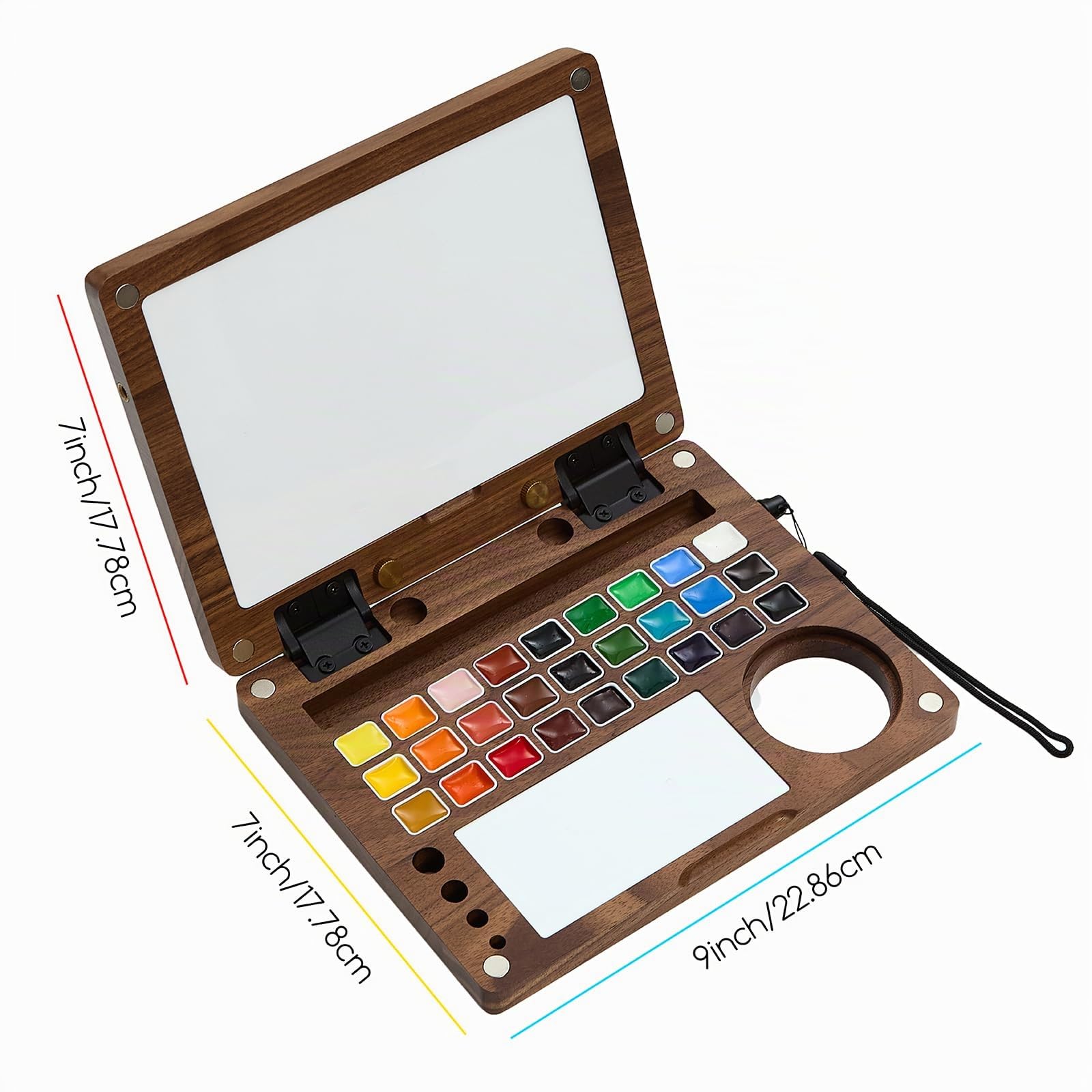 MEEDEN Juego de pintura de acuarela, colección de lujo de 27 colores con estuche de nogal negro, pinceles de pelo de ardilla natural y pinturas de grado artista, kit de acuarela de viaje perfecto para