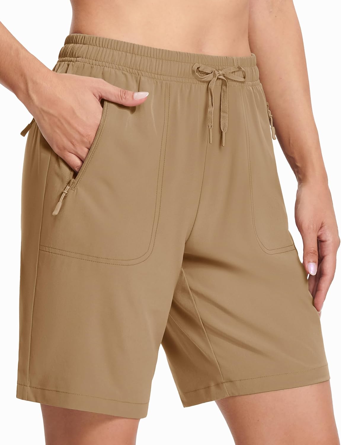 MAGCOMSEN Women's Hiking Shorts Lightweight Quick Dry 8" Golf Shorts Water Resistant with 3 Zipper Pockets - Image 3
