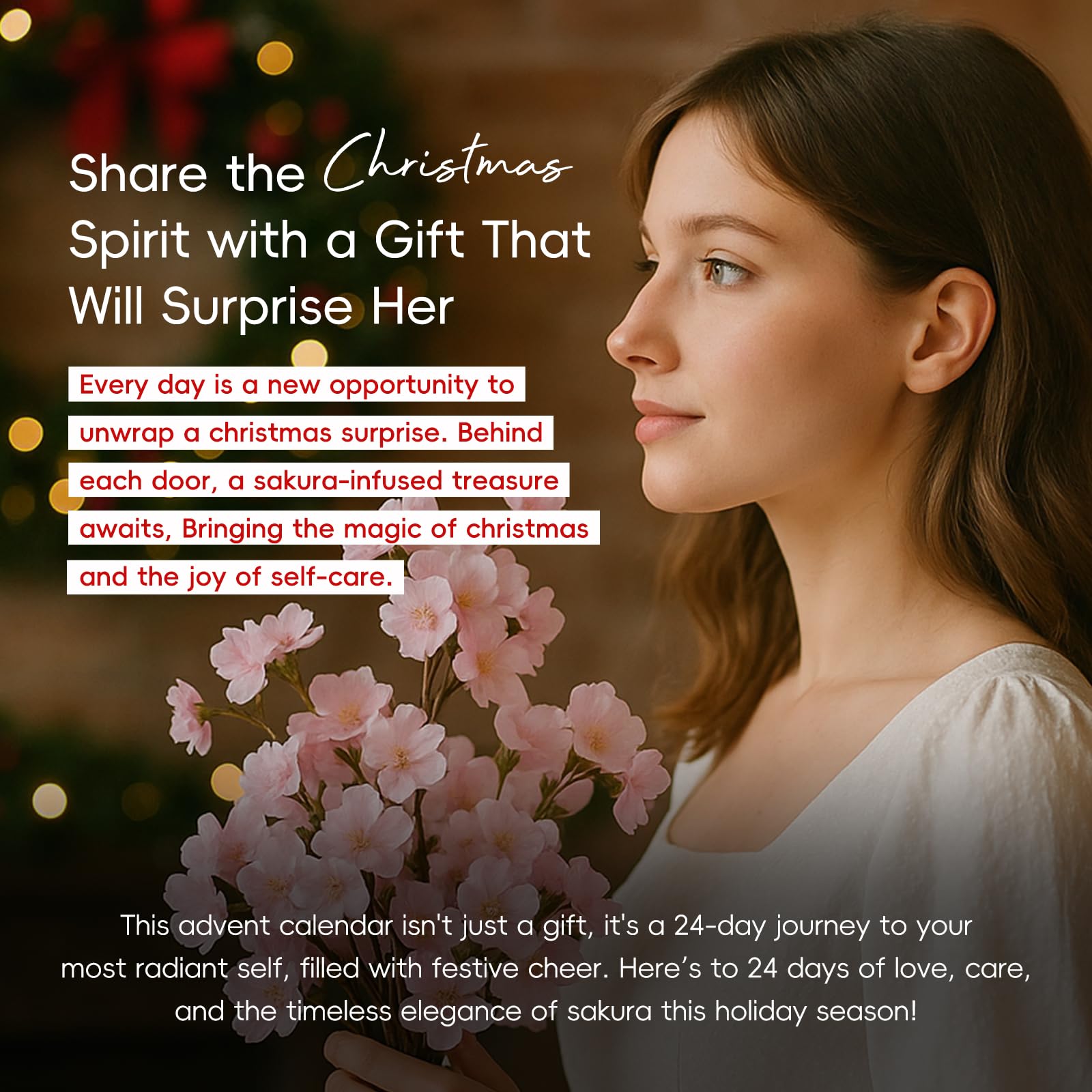 LAIKOU Beauty Adventskalender 2025 Frauen, 24-teiliges Sakura Gesichtspflege Set Damen, Weihnachtsgeschenk für Frauen Mädchen & Teenager