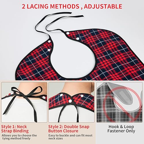 Miniatura 5 de XKDOUS 2 piezas baberos para adultos para hombres, lavables, reutilizables, impermeables, baberos grandes para adultos, protector de ropa