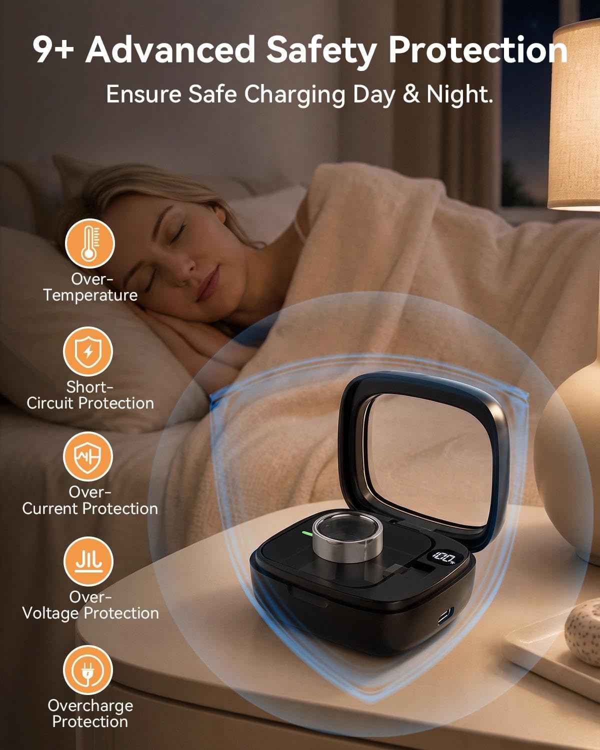 Étui de Charge Portable pour Oura Ring Gen 3/4/5, Batterie Rechargeable 2000mAh avec écran numérique, étui de Voyage, autonomie jusqu'à 60 Jours (Chargeur Original Non Inclus)