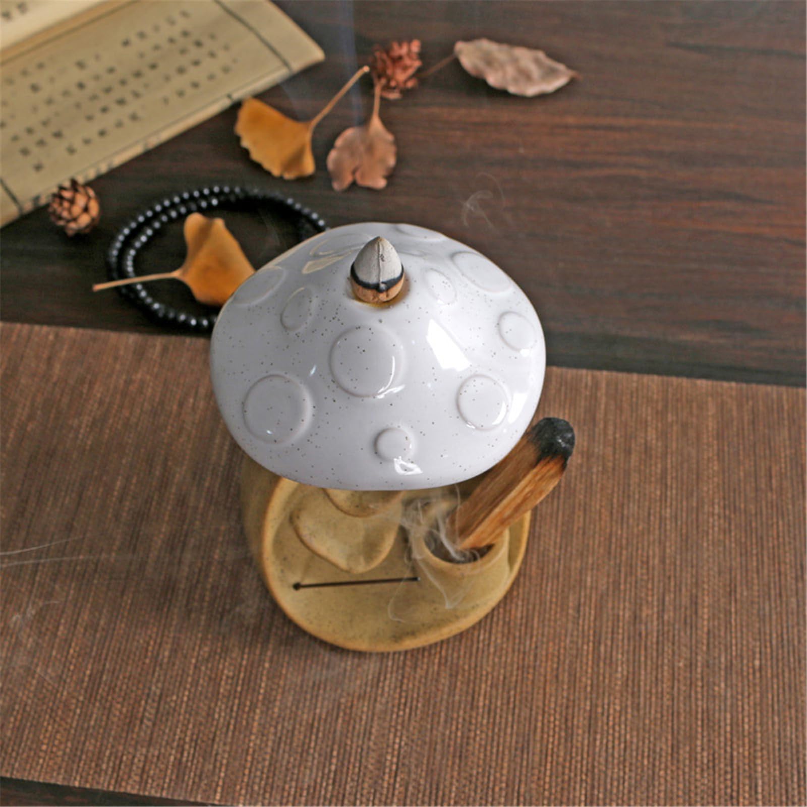 Portaincenso a fungo in ceramica, con piattaforma a cono e cascata affumicata, per la decorazione domestica, bruciatori di incenso