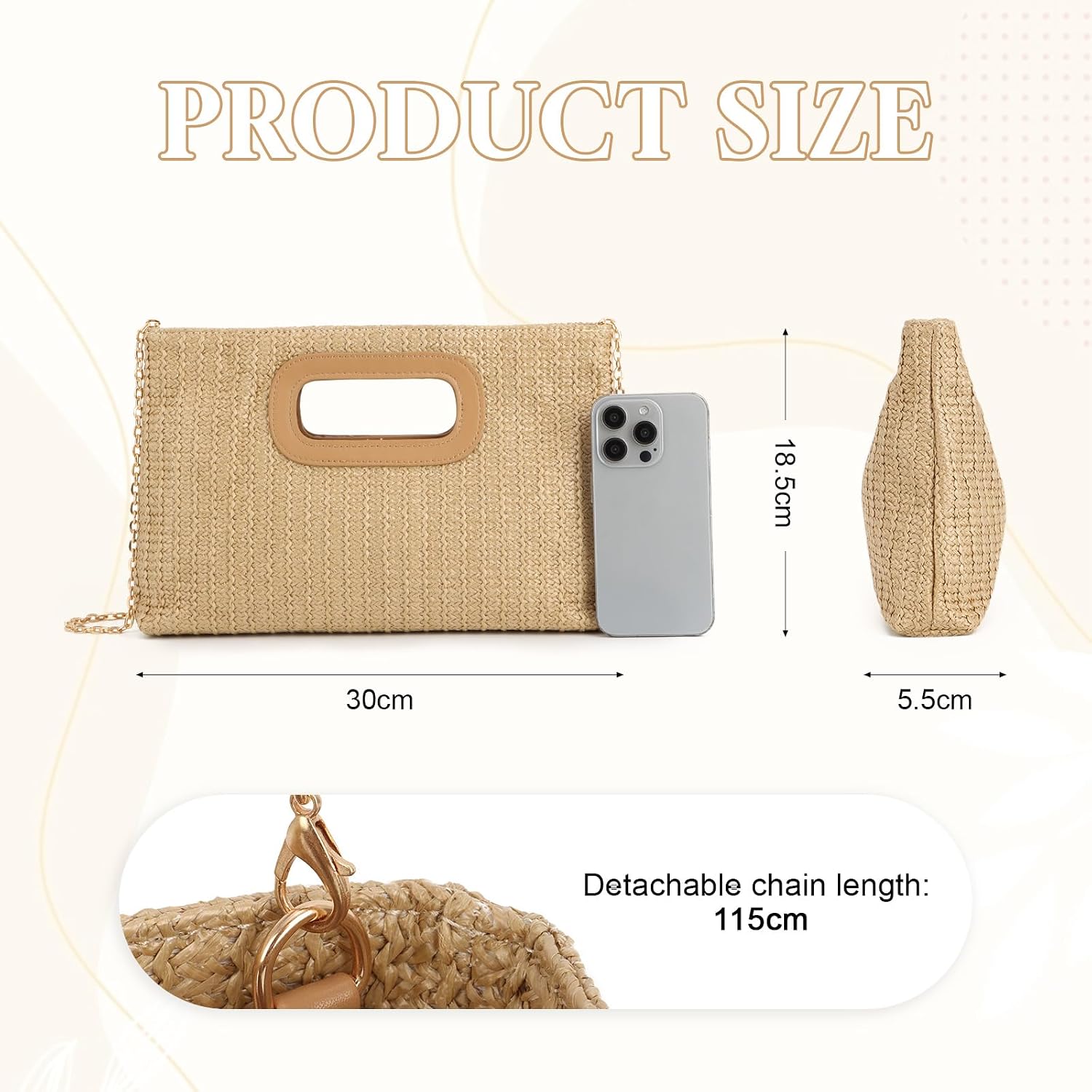 Clutch for Women Faux Leather Evening Handbag with Shoulder Chian for Dinner Party Stylish Wedding Shoulder Bag image 4