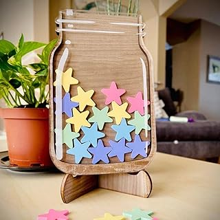 Joyark Reward Jar with Stars Incentive Jar, Dinosaur Reward Jar, Positive Behavior Jar, Potty Train Tool Reward Board for Boys Girls Ornaments Reward Star for Home Classroom (A-1)