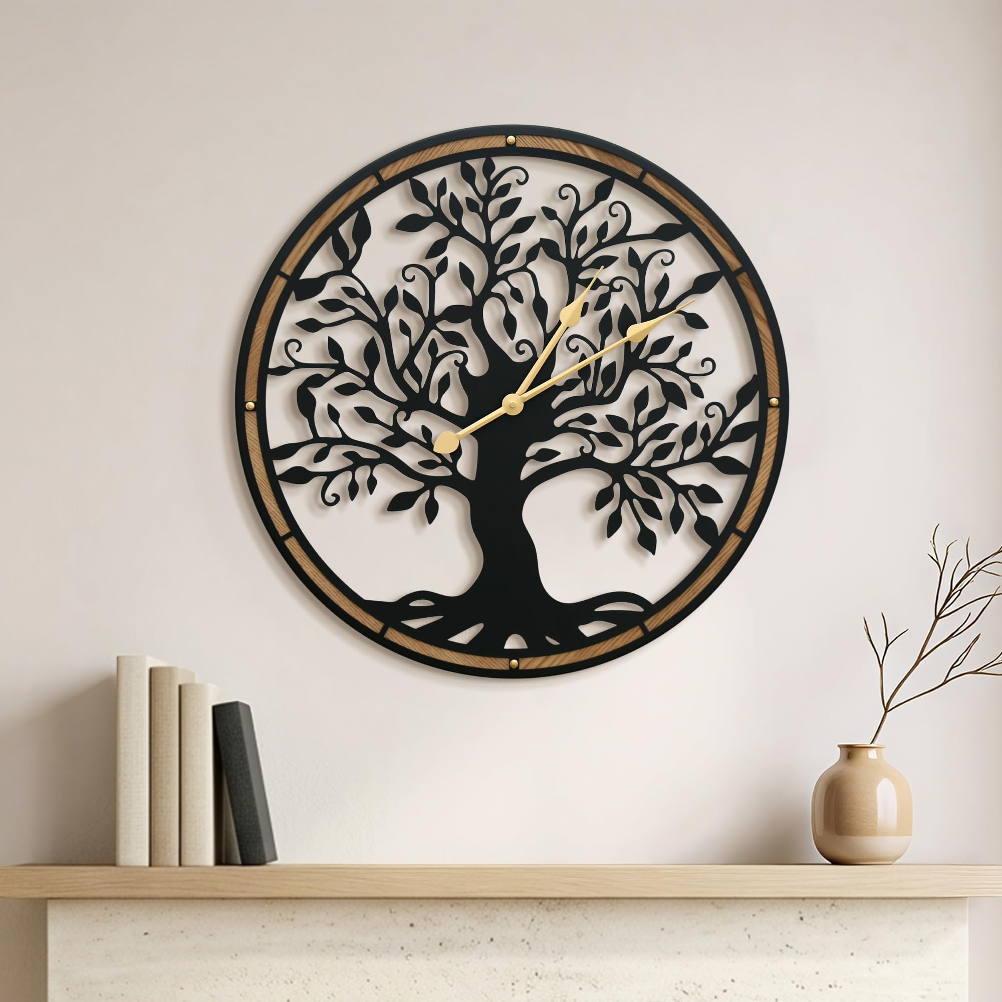 Micasso Grande orologio da parete decorativo: albero della vita da 68 cm