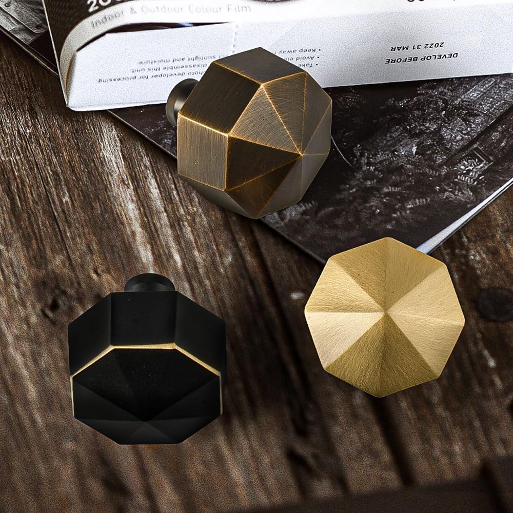 6 Pack Unique 1-1/5 Inch Diameters Single Hole Knobs Modern Simplicity Drawer Pulls Brass Kitchen Cabinet Hardware Handles for Dresser Cupboard wardrobes, Antique Bronze, L