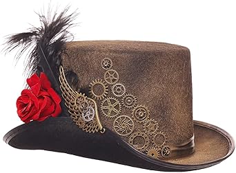 GRACEART Steampunk Top Hat for Women Gothic Gears for Men with Removable Goggle