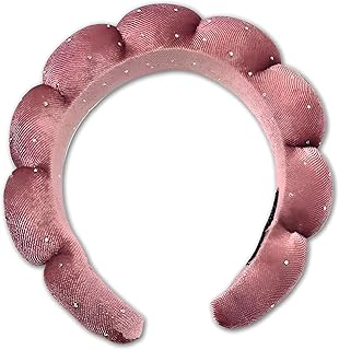 شريط راس بينك انيق - عصابة راس مبطنة بلون بينك مع لمسات لامعة مضفرة وصورة ظلية سحابة رقيقة، توفر الراحة والأناقة لحفلات الزفاف والمهرجانات والحفلات او الاطقم اليومية الانيقة. (بني)