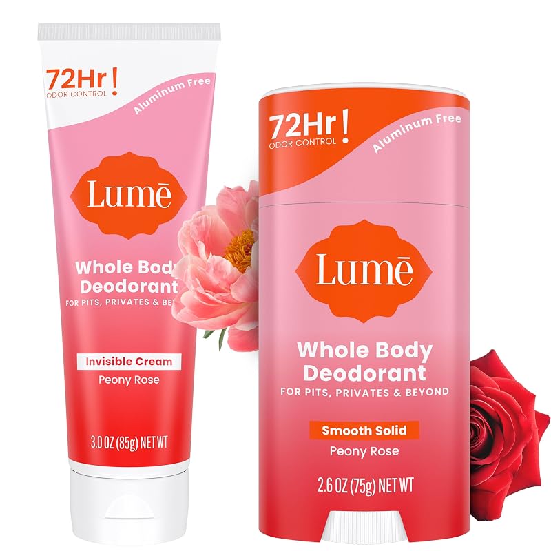 Desodorante corporal Lume Peony Rose em creme e bastão, pacote com 2