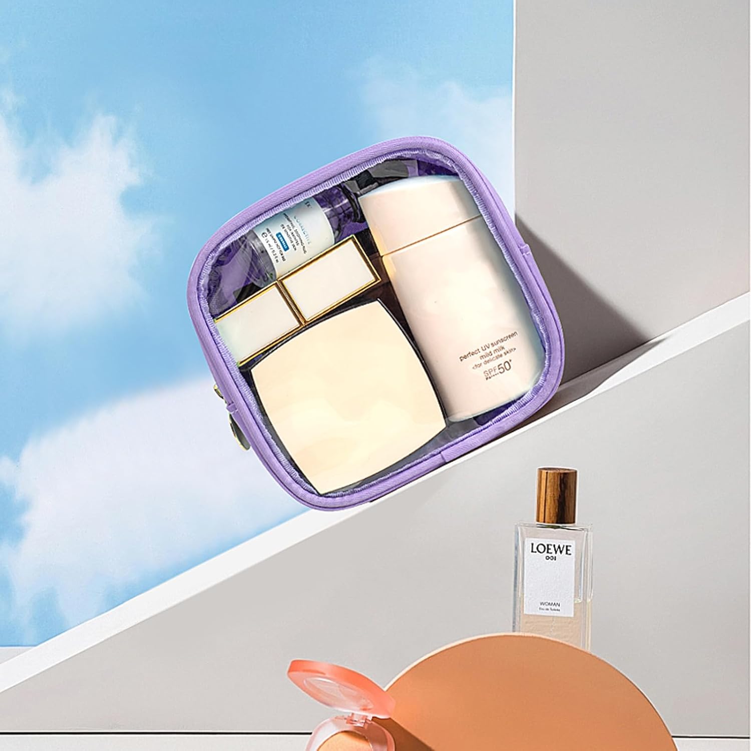 KOTORA Clear Makeup Bag Cosmetics Bag Mini Small Pouch Purse TSA Approved Toiletry Bags Zipper Pink Cute Pouches Make Up Travel Toiletry Car Accessories Essentials for Women Girls - Image 4